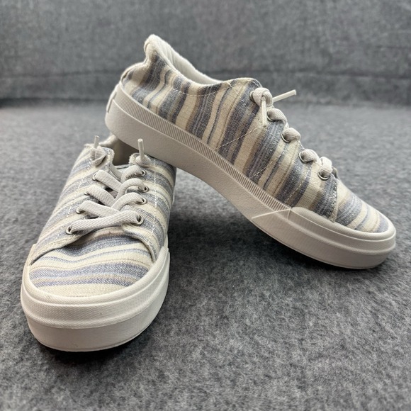Roxy Shoes - Roxy Summer Sky Canvas Sneaker Ivory/blue Stripe Women 7 Skater Girl Sporty NWOT
